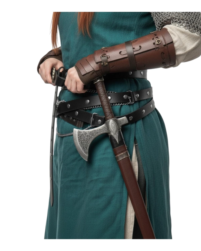 CINTURON VIKINGO MEDIEVAL CUERO SINTE TICO ACCESORIO COSPLAY - MARRON - 3