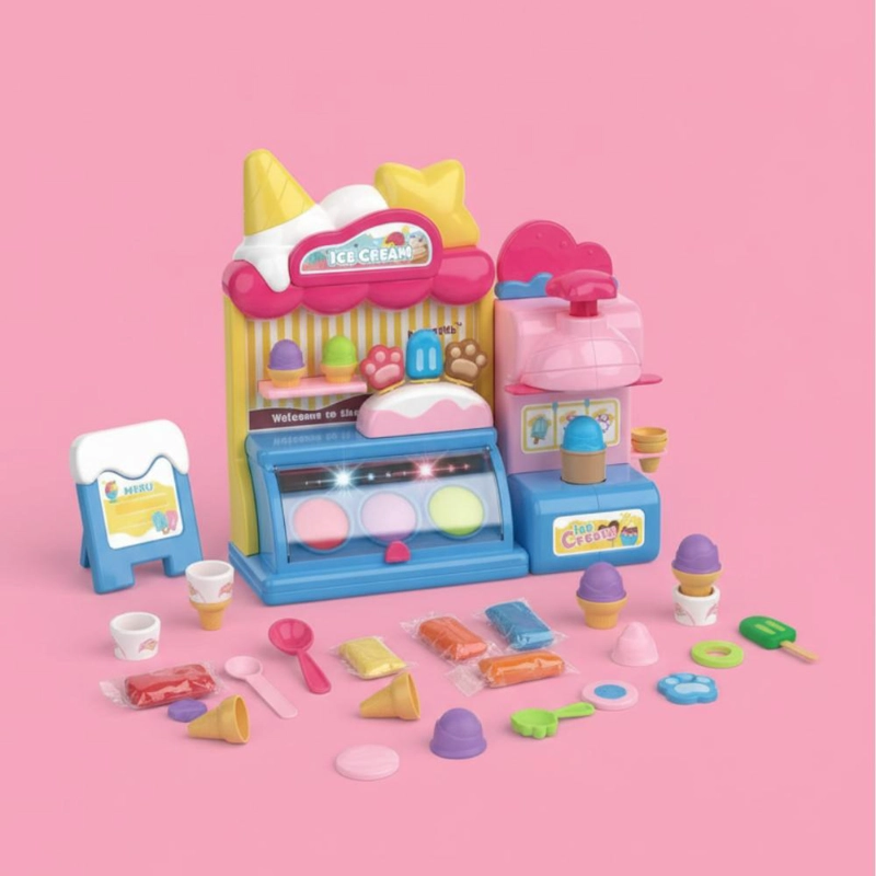 SET JUEGO INFANTIL PLASTILINA, PLASTICINA APRENDIZAJE HELADO - ROSA - 1