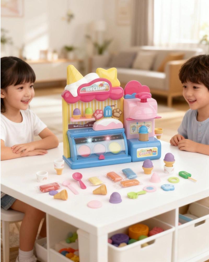 SET JUEGO INFANTIL PLASTILINA, PLASTICINA APRENDIZAJE HELADO - ROSA - 3