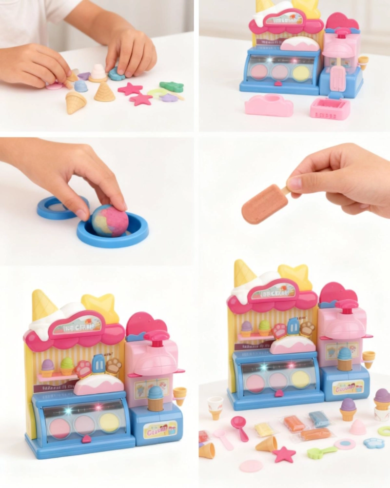SET JUEGO INFANTIL PLASTILINA, PLASTICINA APRENDIZAJE HELADO - ROSA - 4
