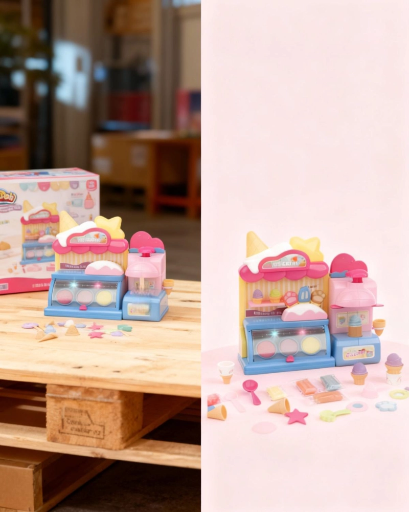 SET JUEGO INFANTIL PLASTILINA, PLASTICINA APRENDIZAJE HELADO - ROSA - 6