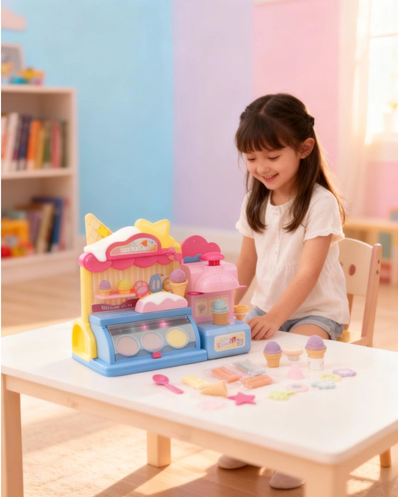 SET JUEGO INFANTIL PLASTILINA, PLASTICINA APRENDIZAJE HELADO - ROSA - 8