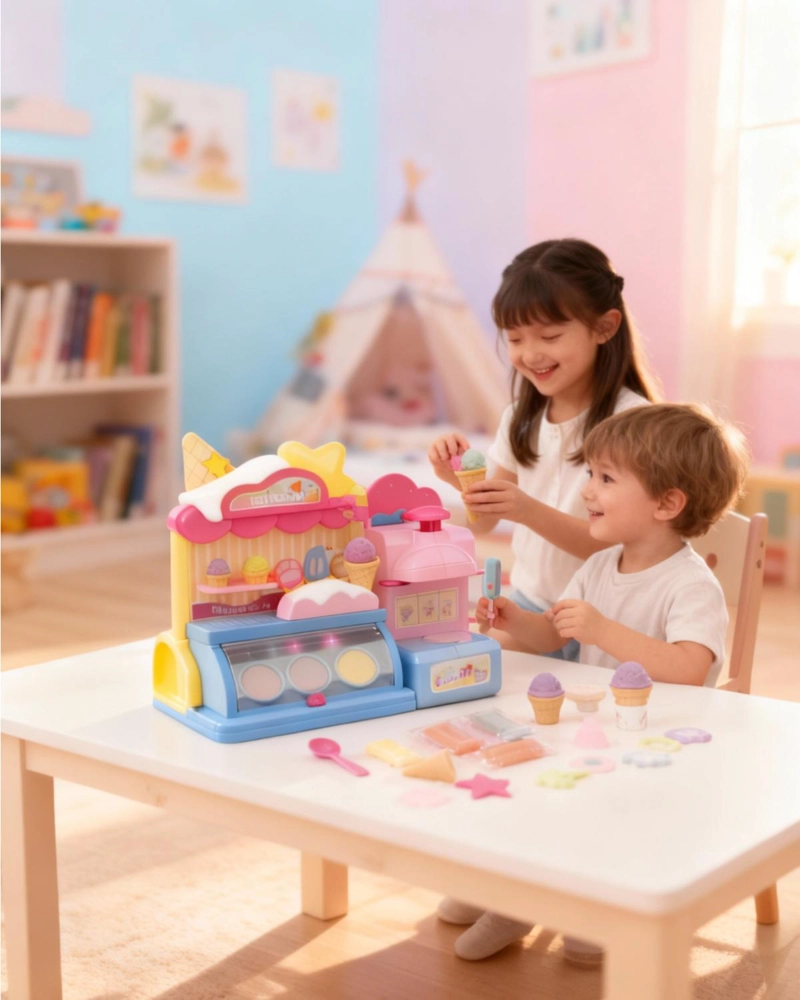 SET JUEGO INFANTIL PLASTILINA, PLASTICINA APRENDIZAJE HELADO - ROSA - 9