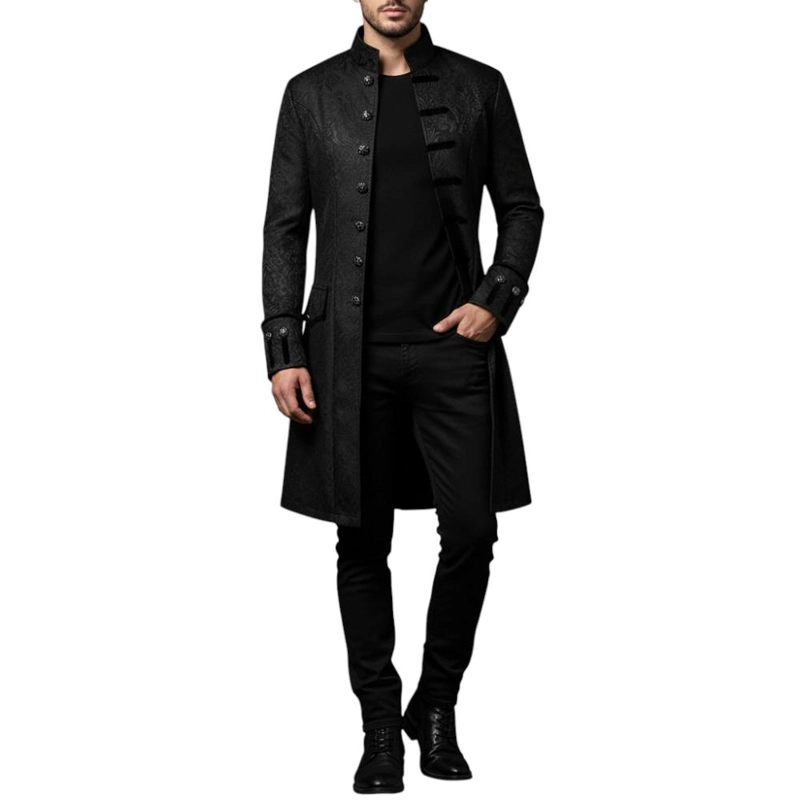ABRIGO LARGO GOTICO NOCHE STEAMPUNK COSPLAY  GOTICO VICTORIANO - NEGRO - S - 1