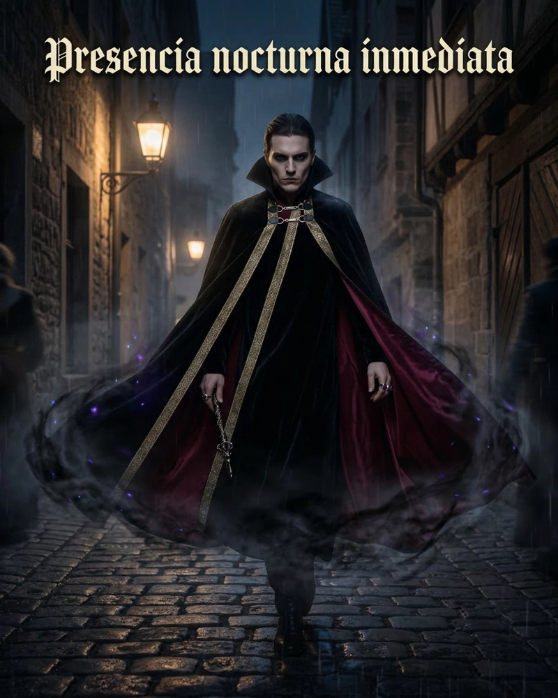 CAPA VAMPIRO EDAD MEDIA CON FORRO INTERIOR Y BORDE DECORATIVO - NEGRO - XXL - 2