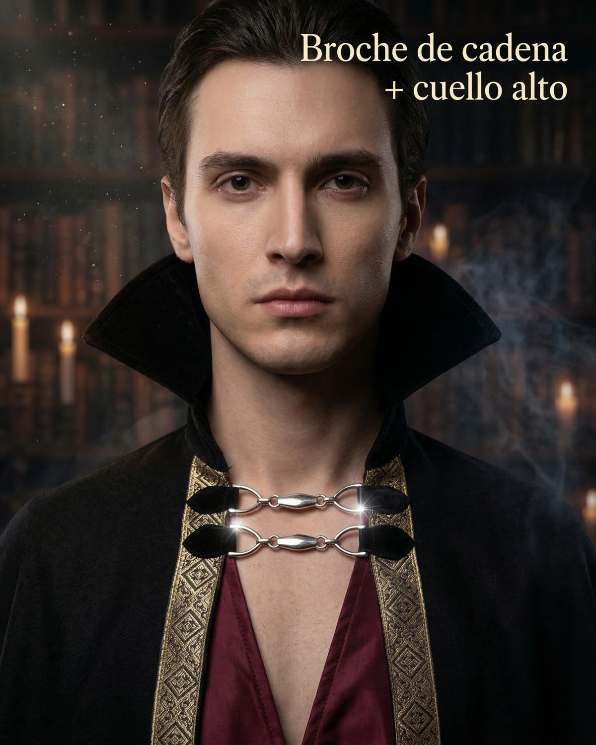 CAPA VAMPIRO EDAD MEDIA CON FORRO INTERIOR Y BORDE DECORATIVO - NEGRO - XXL - 4