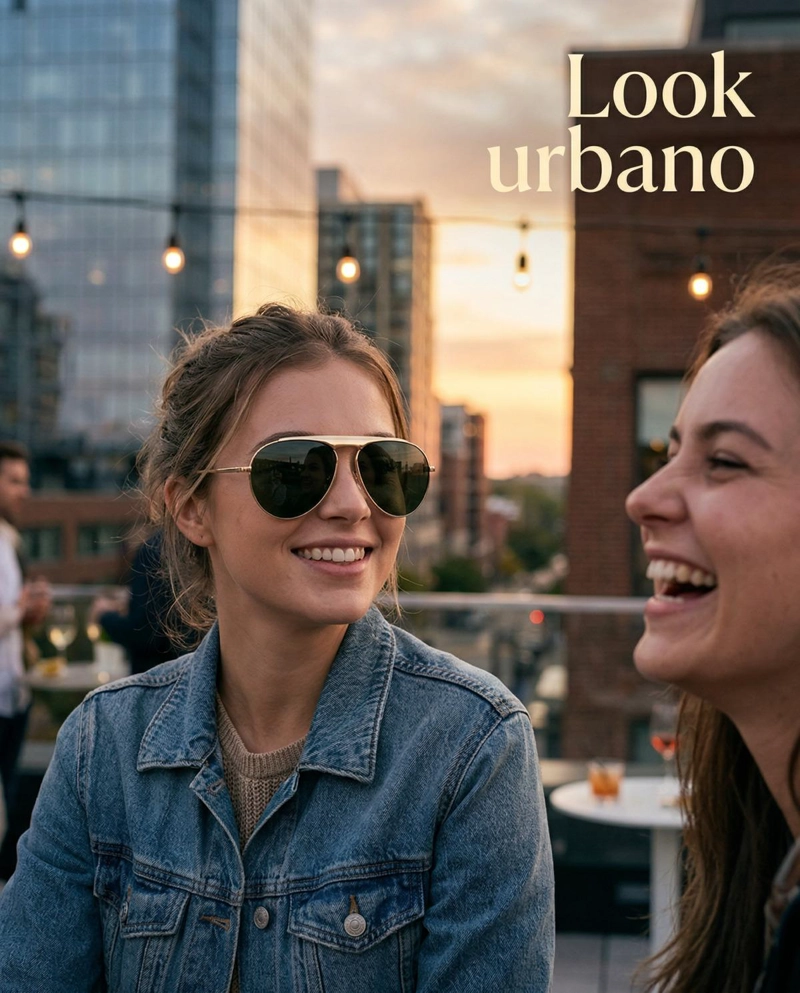 LENTES AVIADOR PREMIUM PARA FIESTAS Y ESTILO URBANO - NEGRO - 5