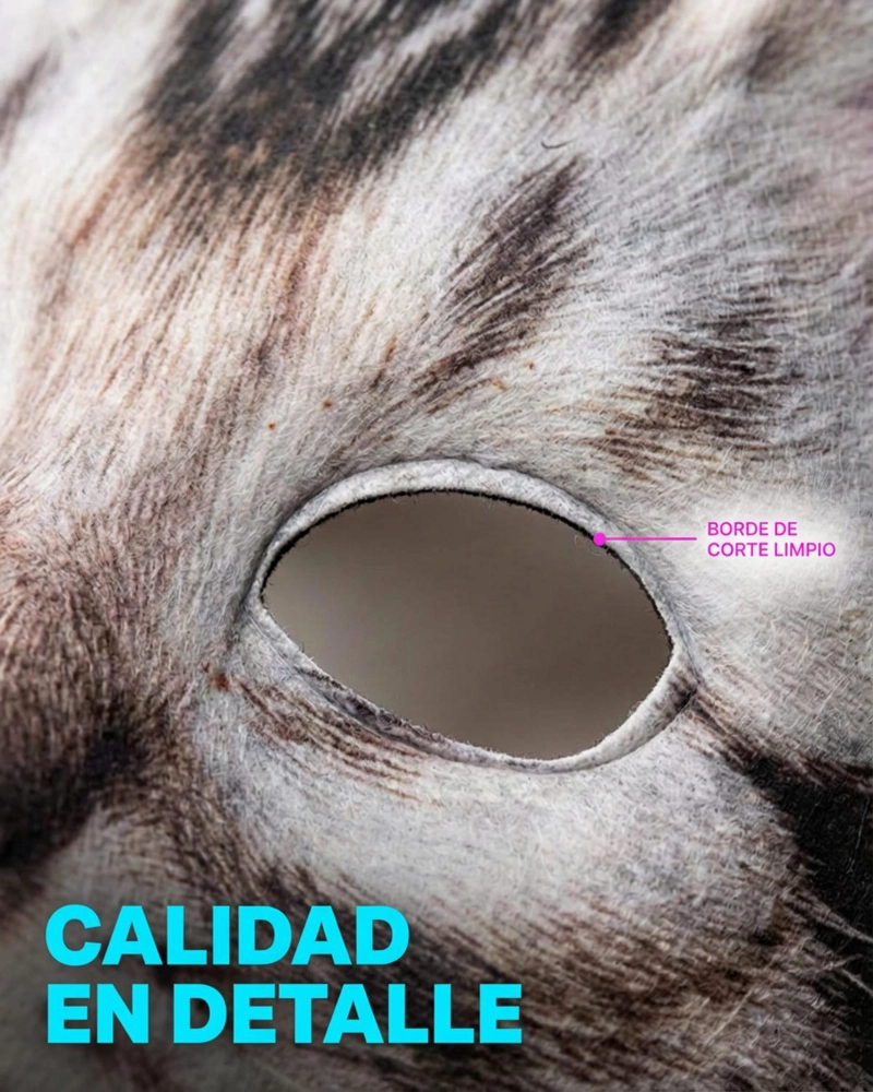 MASCARA DE GATO REALISTA DISFRAZ COTILLON HALLOWEEN - PLATEADO - 7