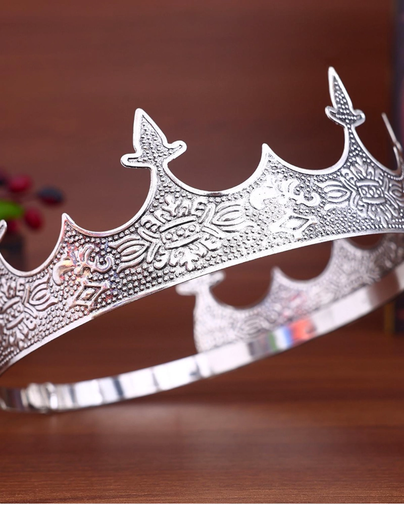 ACCESORIO CORONA REY MEDIEVAL COSPLAY PRINCIPE CABALLERO - PLATEADO - 5