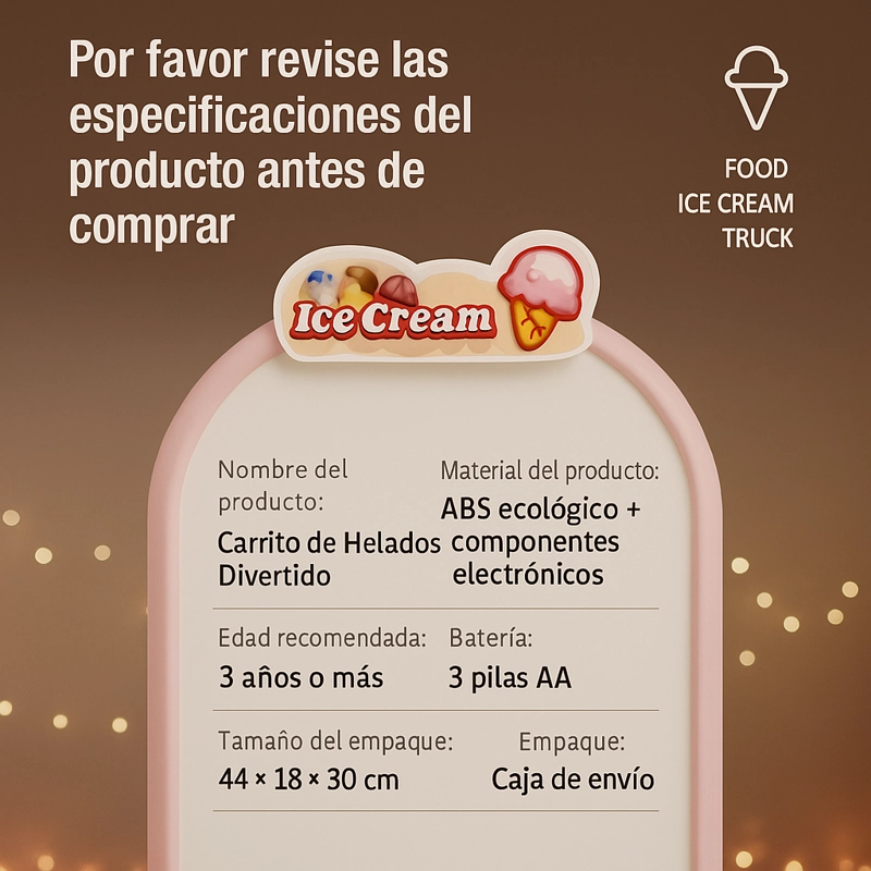 JUGUETE CARRITO DE HELADOS INFANTIL DULCES PARA NIÑOS - 5