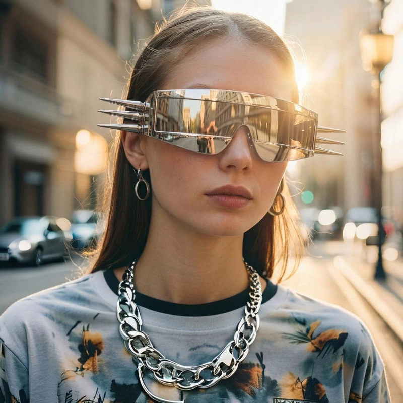 LENTES PREMIUM STEAMPUNK PARA FIESTAS REGGAETON METALEROS - PLATEADO - 1