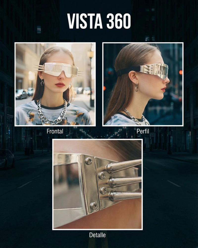 LENTES PREMIUM STEAMPUNK PARA FIESTAS REGGAETON METALEROS - PLATEADO - 2