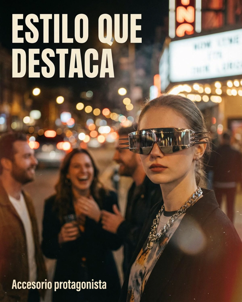 LENTES PREMIUM STEAMPUNK PARA FIESTAS REGGAETON METALEROS - PLATEADO - 3
