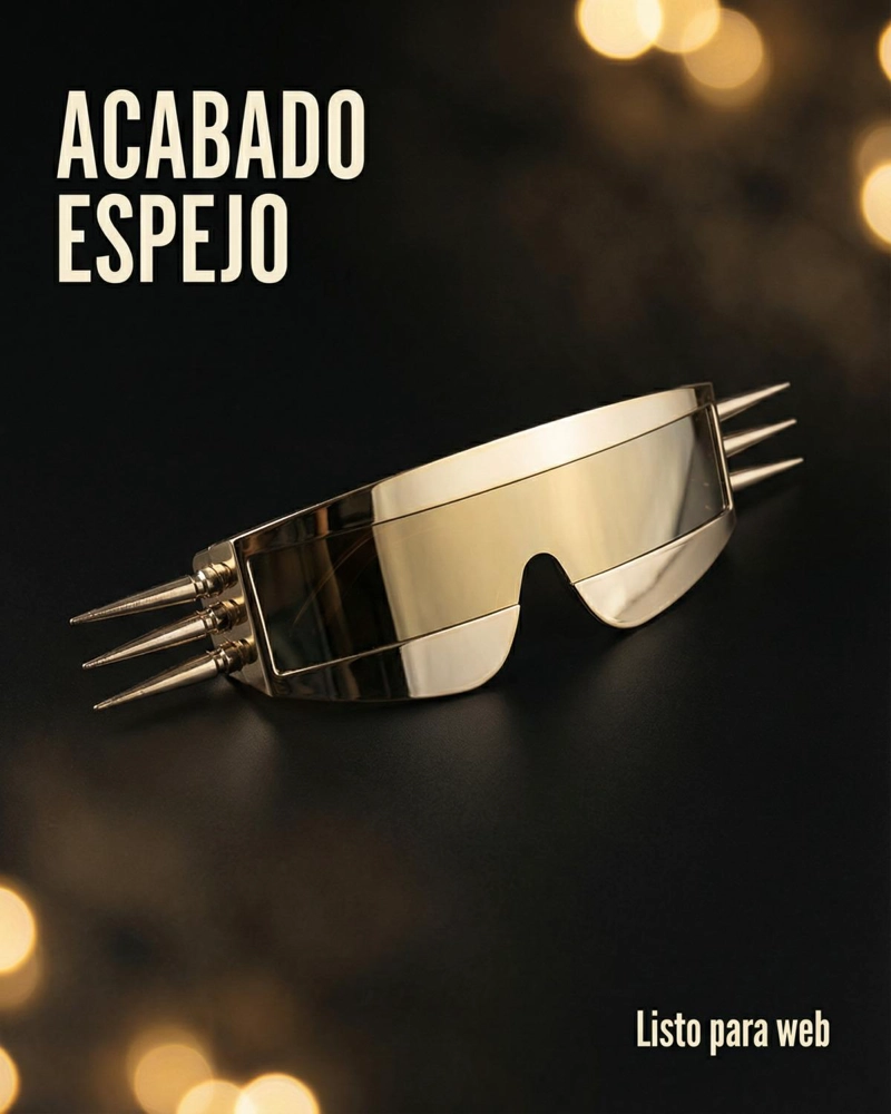 LENTES PREMIUM STEAMPUNK PARA FIESTAS REGGAETON METALEROS - PLATEADO - 6
