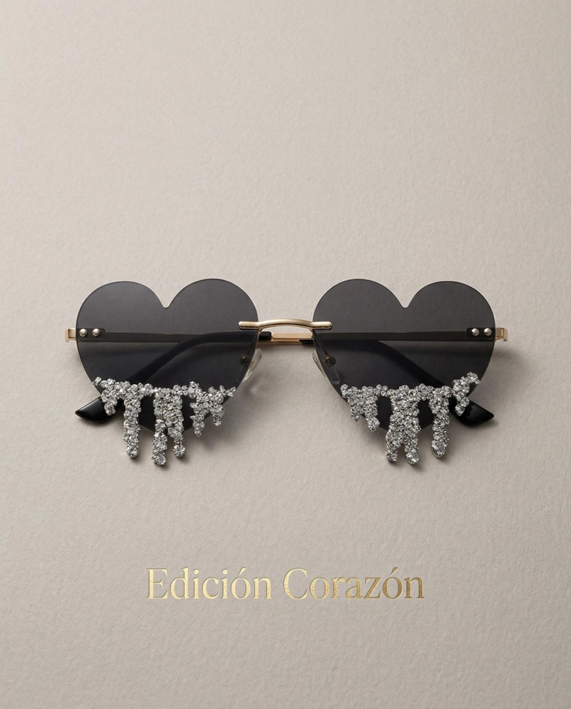 LENTES CORAZON CON STRASS COLGANTE PARA FIESTA MUJER - ROSA - 2
