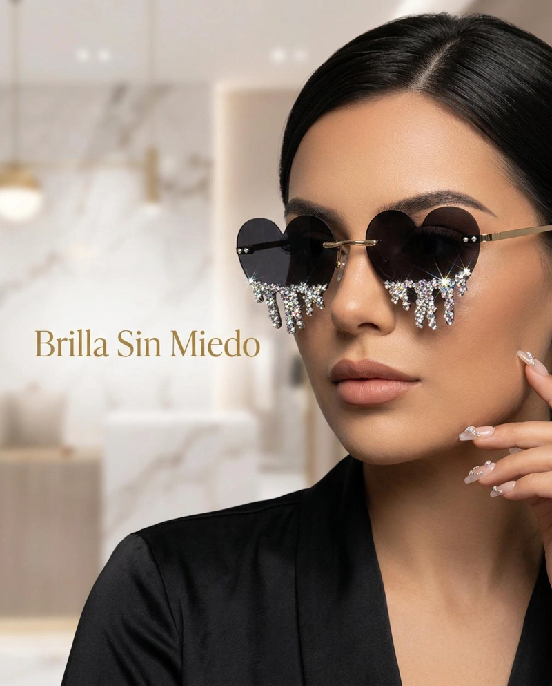 LENTES CORAZON CON STRASS COLGANTE PARA FIESTA MUJER - ROSA - 5