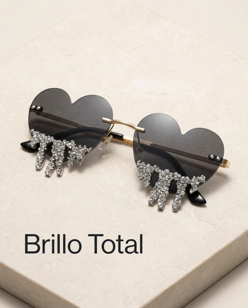LENTES CORAZON CON STRASS COLGANTE PARA FIESTA MUJER - ROSA - 6