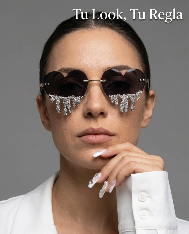 LENTES CORAZON CON STRASS COLGANTE PARA FIESTA MUJER - ROSA - 8