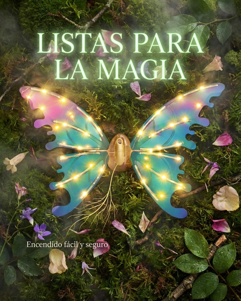 ALAS DE HADA CON LUCES LED Y MUSICA NIÑA DISFRAZ FANTASIA - VERDE - 5