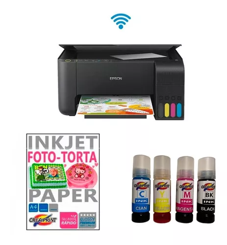 KIT FOTO TORTA IMPRESORA TINTA COMESTIBLE PAPEL AZUCA - 1