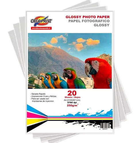 PAPEL FOTOGRAFICO 20 HOJAS A4 PREMIUM BRILLANTE 250 GRS - 1