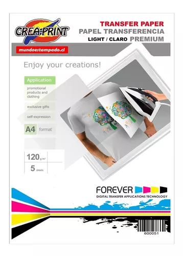 PAPEL TRANSFER PARA TELAS CLARAS TAMAÑO A4 5 UNIDADES - 1