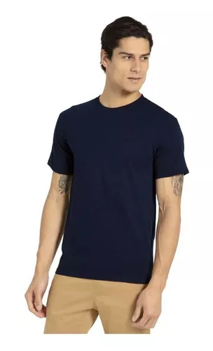POLERA ALGODON MC HOMBRE AZUL MARINO TALLA M - 1