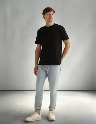 POLERA ALGODON MC HOMBRE COLOR NEGRA TALLA S - 1