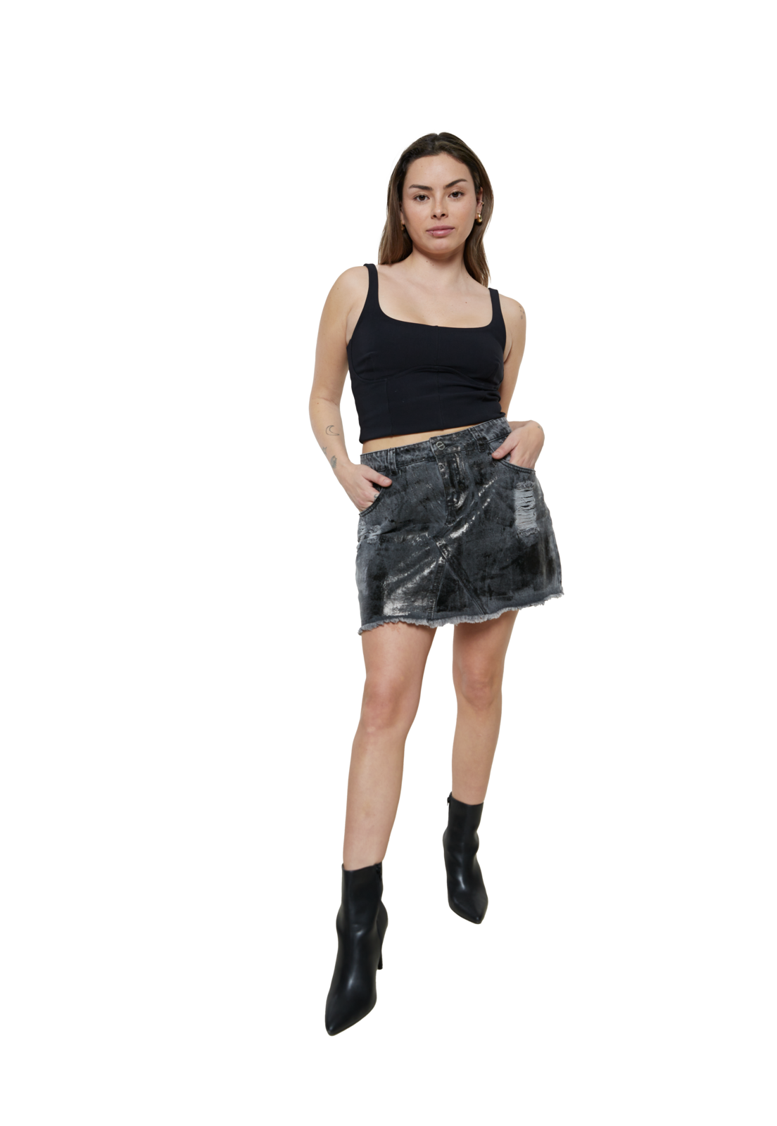 FALDA ALGODÓN MUJER DIVINO JEANS NEGRA GANGES II - 1