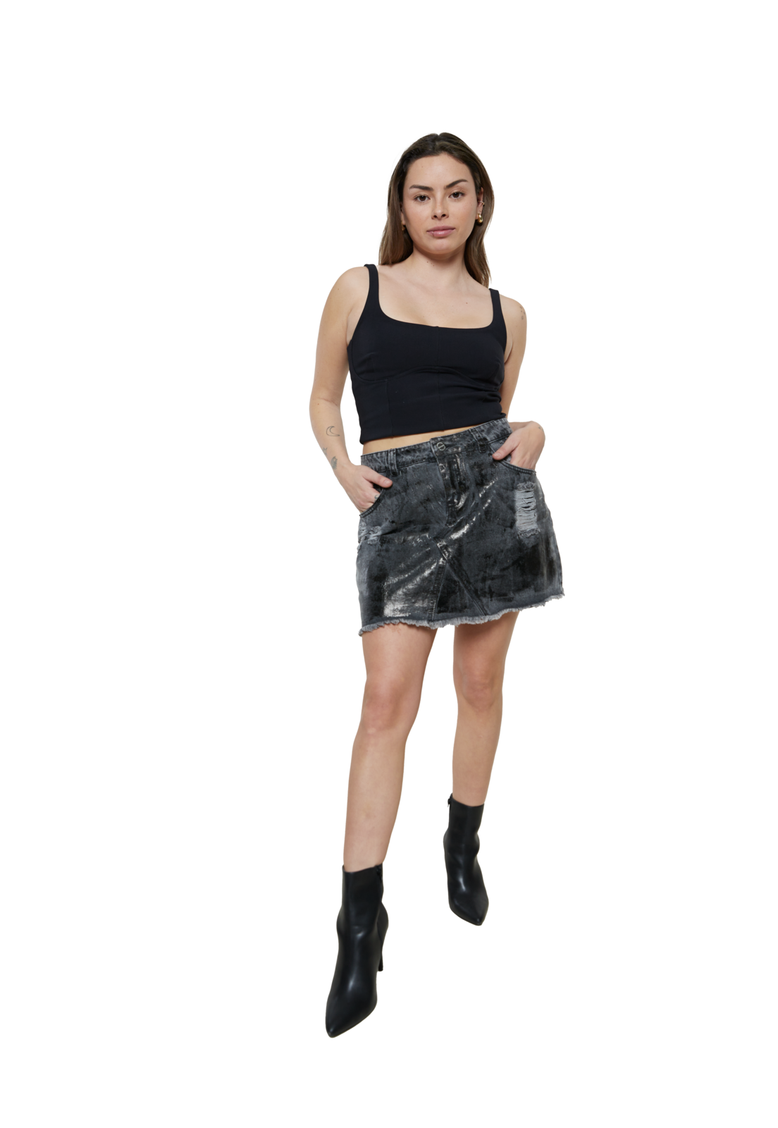 FALDA ALGODÓN MUJER DIVINO JEANS NEGRA GANGES II - 1