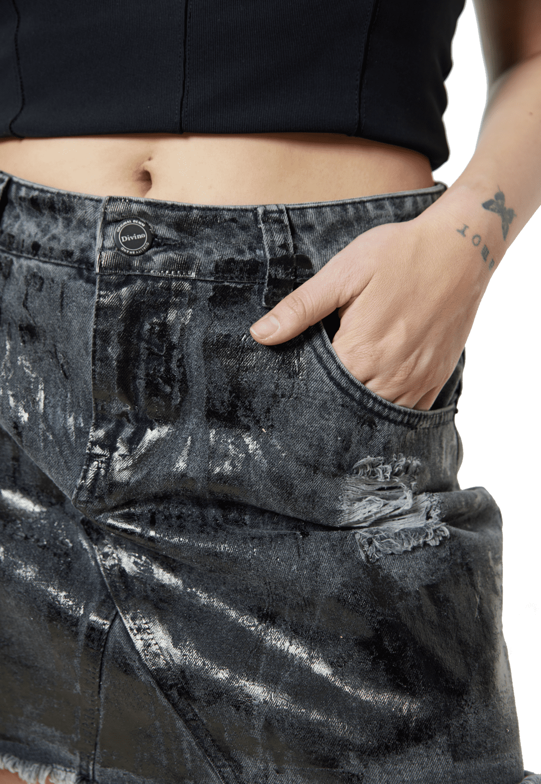 FALDA ALGODÓN MUJER DIVINO JEANS NEGRA GANGES II - 4