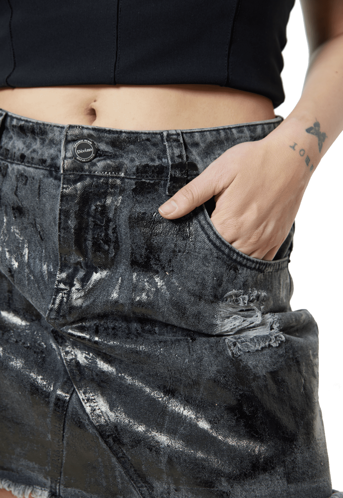 FALDA ALGODÓN MUJER DIVINO JEANS NEGRA GANGES II - 4