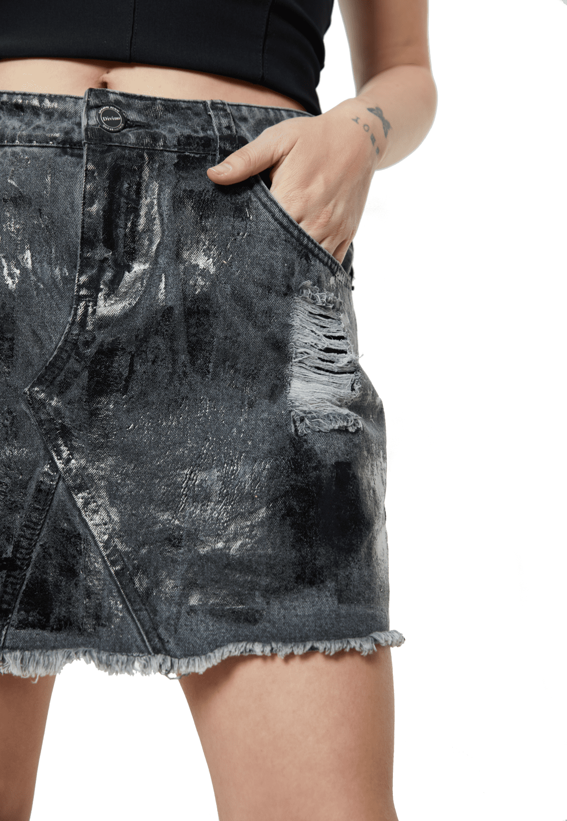 FALDA ALGODÓN MUJER DIVINO JEANS NEGRA GANGES II - 5