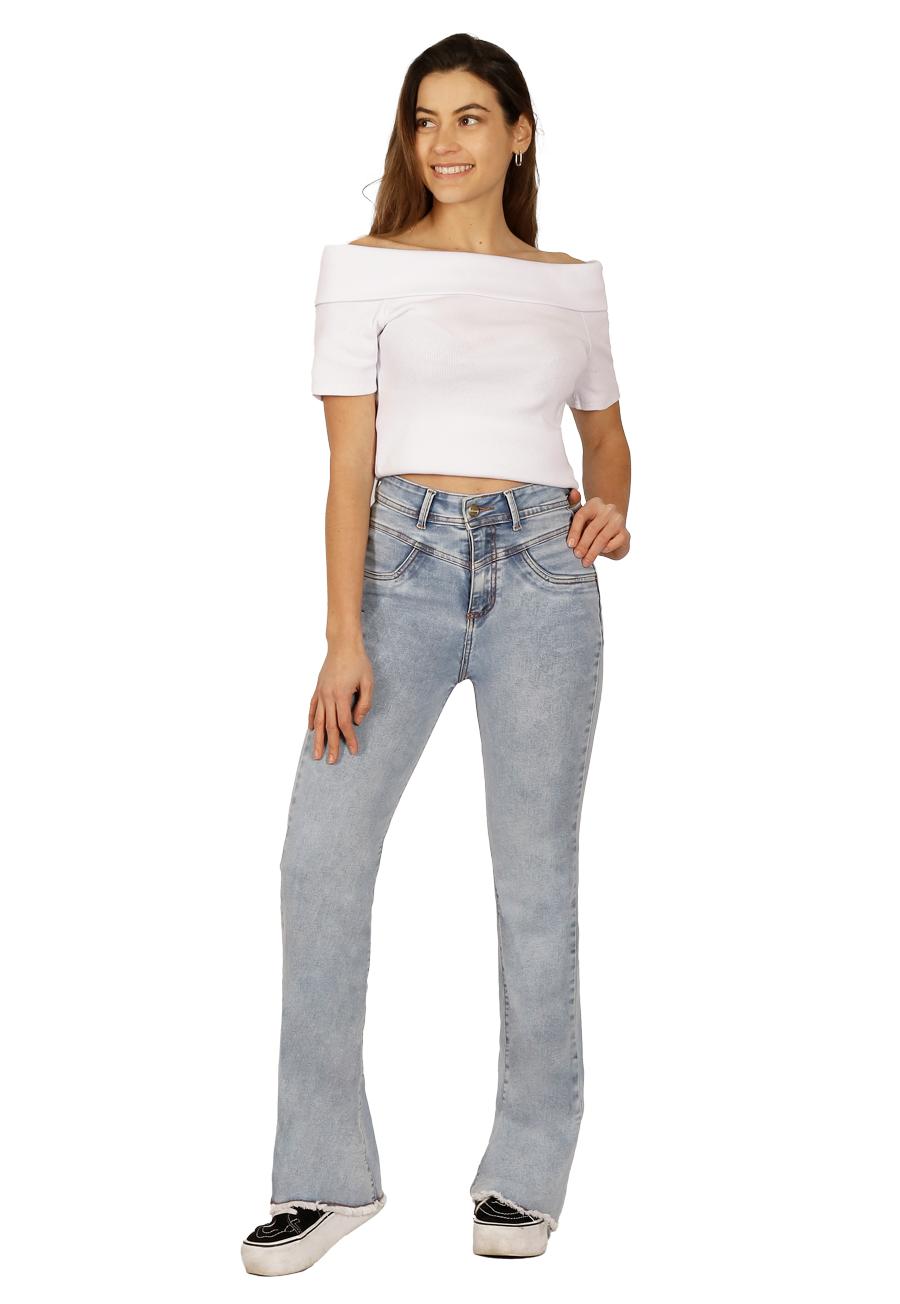 JEANS ALGODÓN FLARE MUJER DIVINO JEANS CELESTE FRIDA II - 1