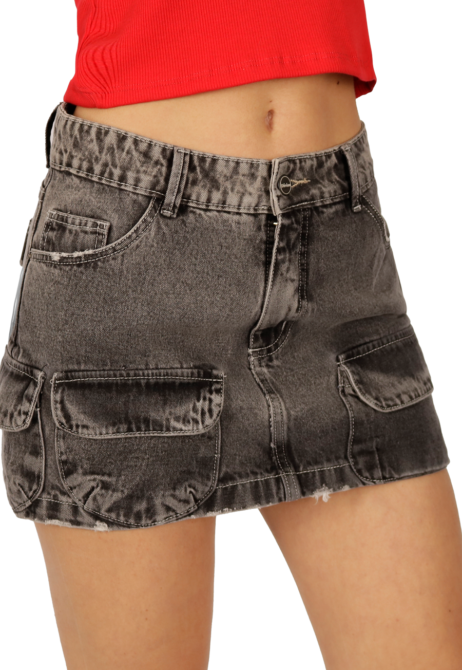 FALDA CATERINA II CARGO GRIS DIVINO JEANS - 3