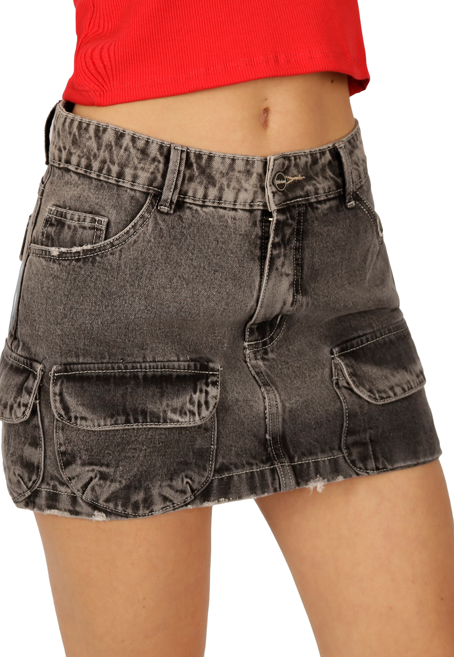 FALDA CATERINA II CARGO GRIS DIVINO JEANS - 3