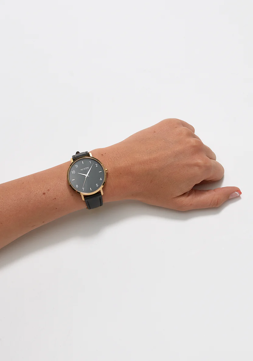 RELOJ ARROW LEATHER GOLD BLACK - 5