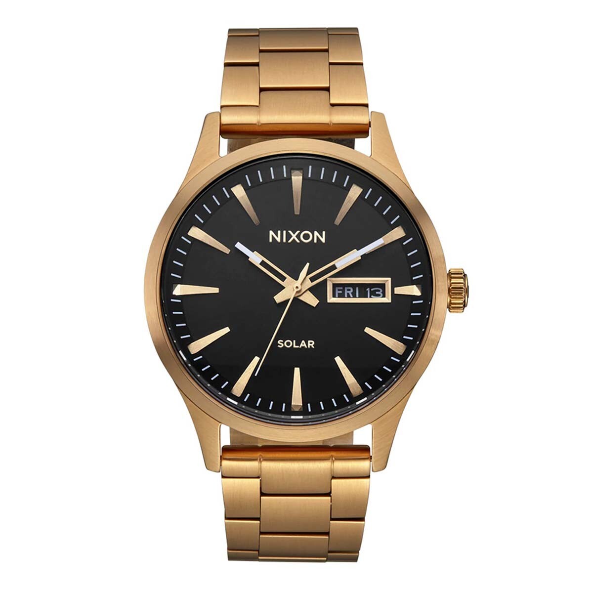 RELOJ SENTRY SOLAR STAINLESS STEEL ALL GOLD BLACK - 1