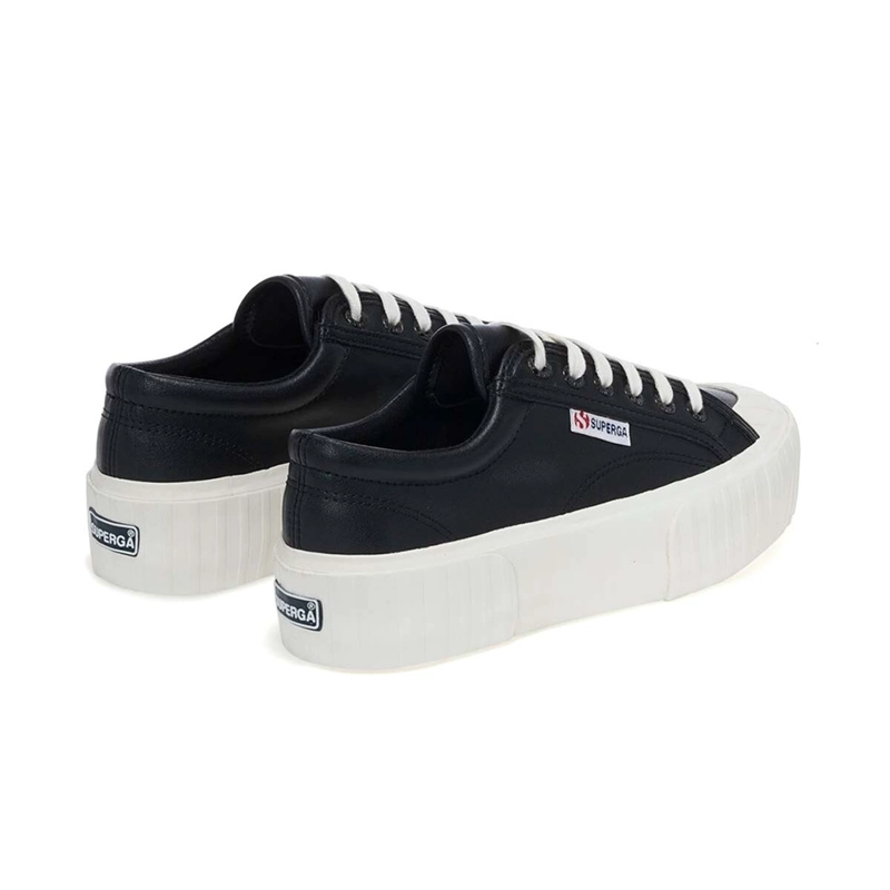 ZAPATILLAS MUJER SUPERGA URBANAS NEGRO S21222WACK 2631 STRIPE PLATFORM BLACK WHITE - 2
