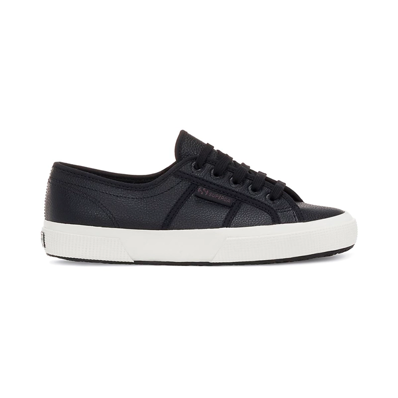 ZAPATILLAS MUJER SUPERGA URBANAS NEGRO 2750 TUMBLED LEATHER BLACK AVORIO - 1