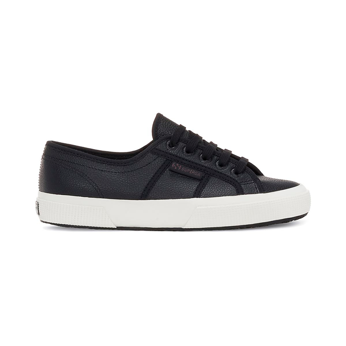 ZAPATILLAS MUJER SUPERGA URBANAS NEGRO 2750 TUMBLED LEATHER BLACK AVORIO - 1