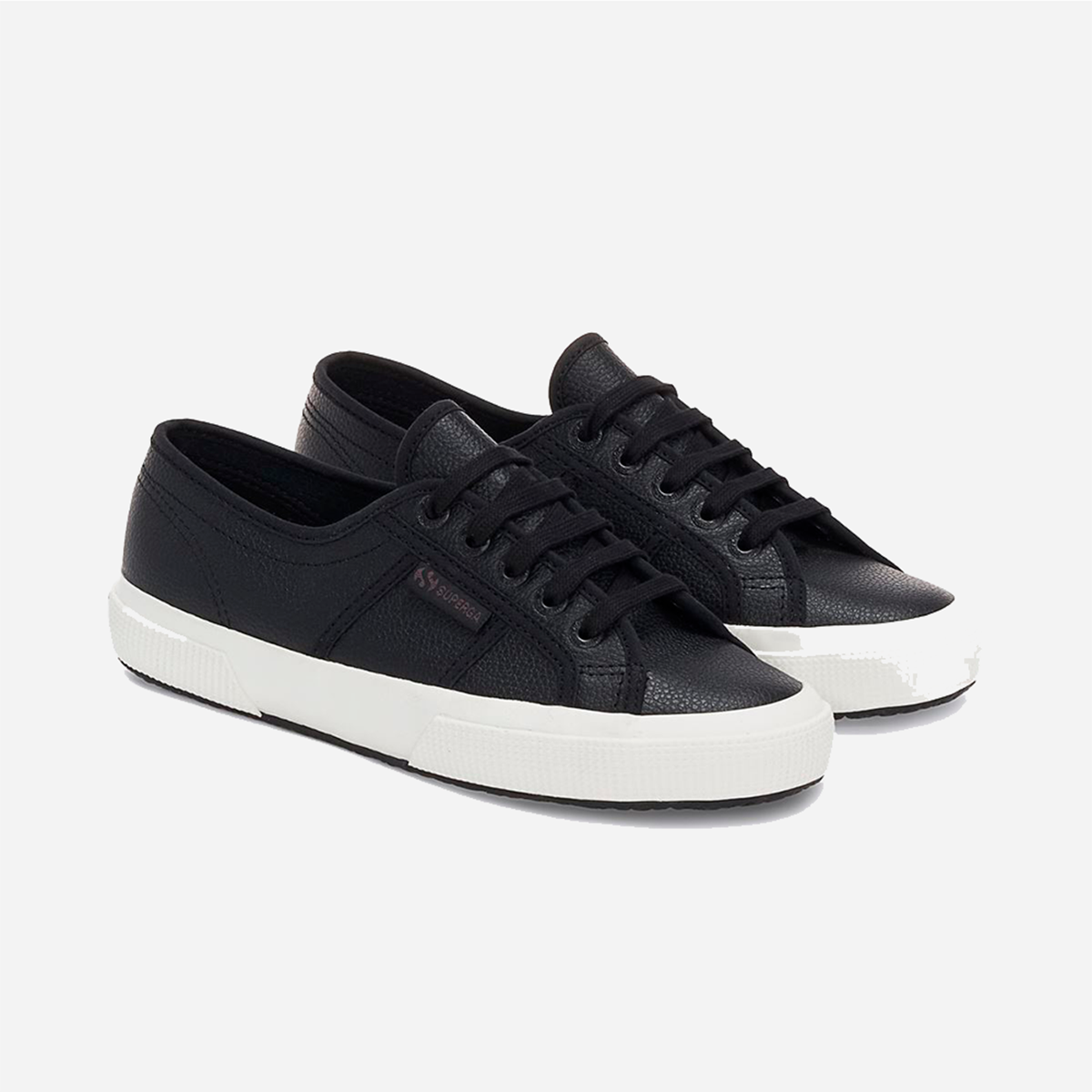 ZAPATILLAS MUJER SUPERGA URBANAS NEGRO 2750 TUMBLED LEATHER BLACK AVORIO - 2