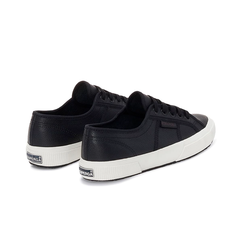 ZAPATILLAS MUJER SUPERGA URBANAS NEGRO 2750 TUMBLED LEATHER BLACK AVORIO - 3