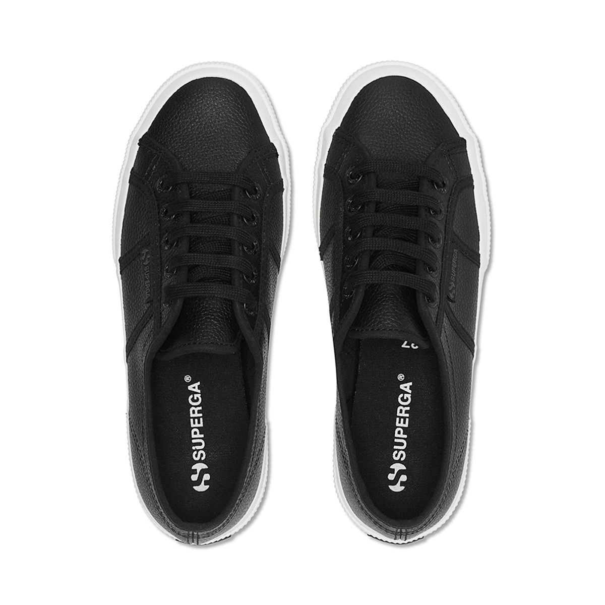 ZAPATILLAS MUJER SUPERGA URBANAS NEGRO 2750 TUMBLED LEATHER BLACK AVORIO - 4