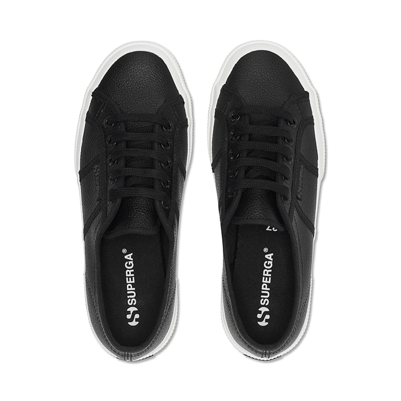 ZAPATILLAS MUJER SUPERGA URBANAS NEGRO 2750 TUMBLED LEATHER BLACK AVORIO - 4