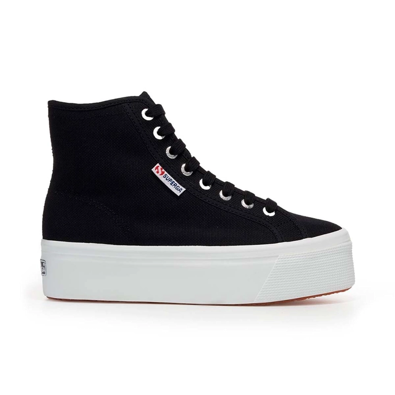 ZAPATILLAS MUJER SUPERGA URBANAS NEGRO S41273WF83 2708 HI TOP BLACK F WHITE - 1