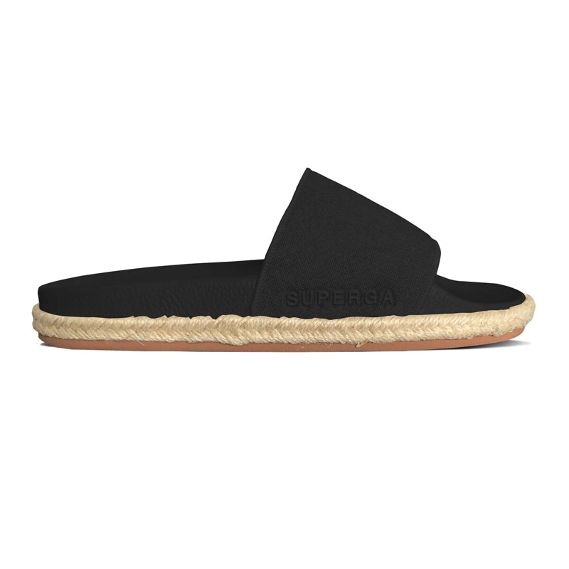 SANDALIA 1908 SLIDES ORGANIC CANVAS ROPE BLACK SUPERGA - 1