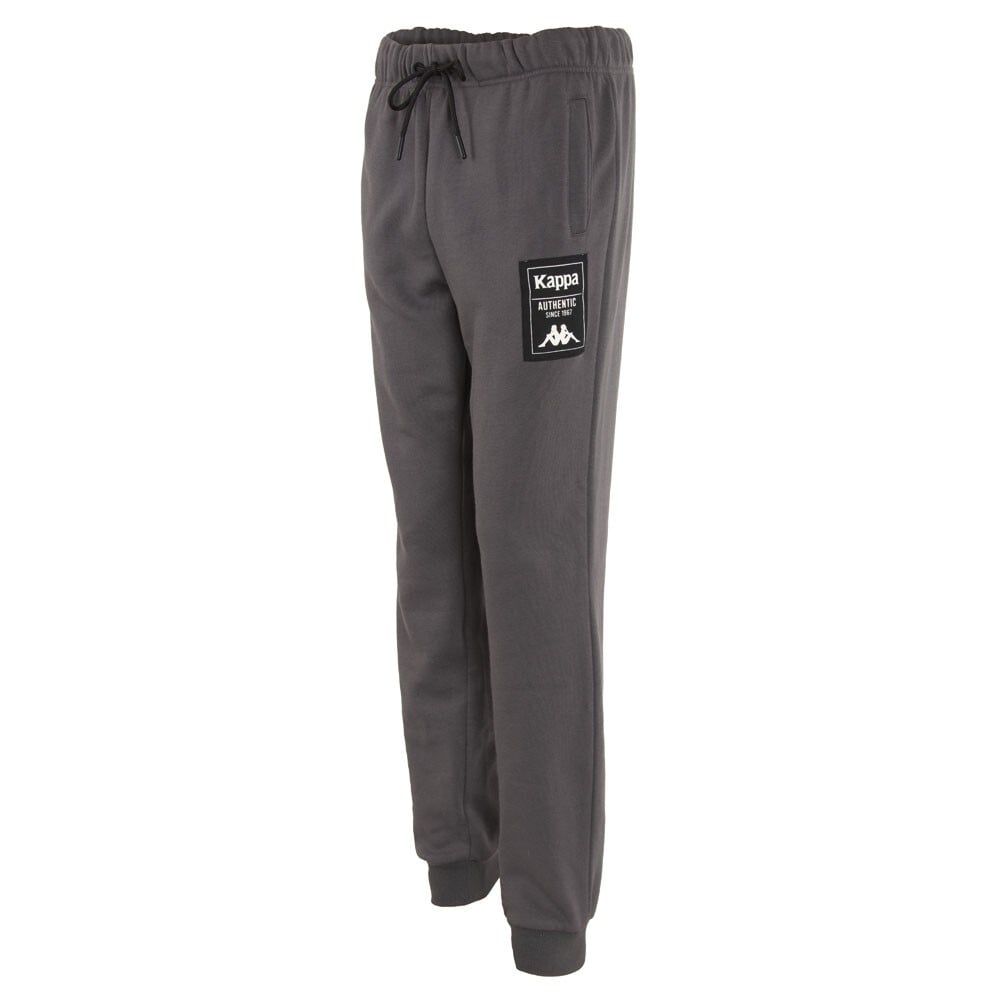 PANTALÓN DE BUZO MUJER KAPPA GREY LOGO BACK BLACK WHITE - 2