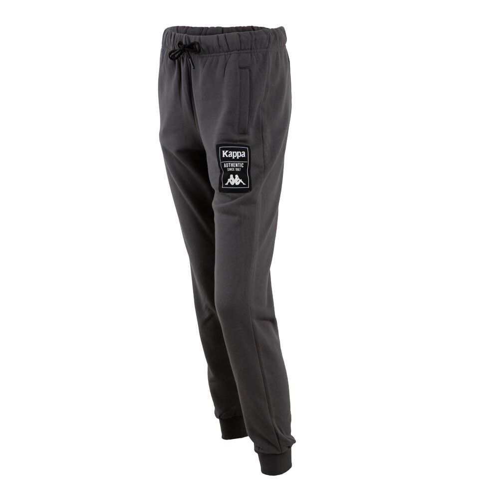 PANTALÓN DE BUZO MUJER KAPPA GREY LOGO BACK BLACK WHITE - 5
