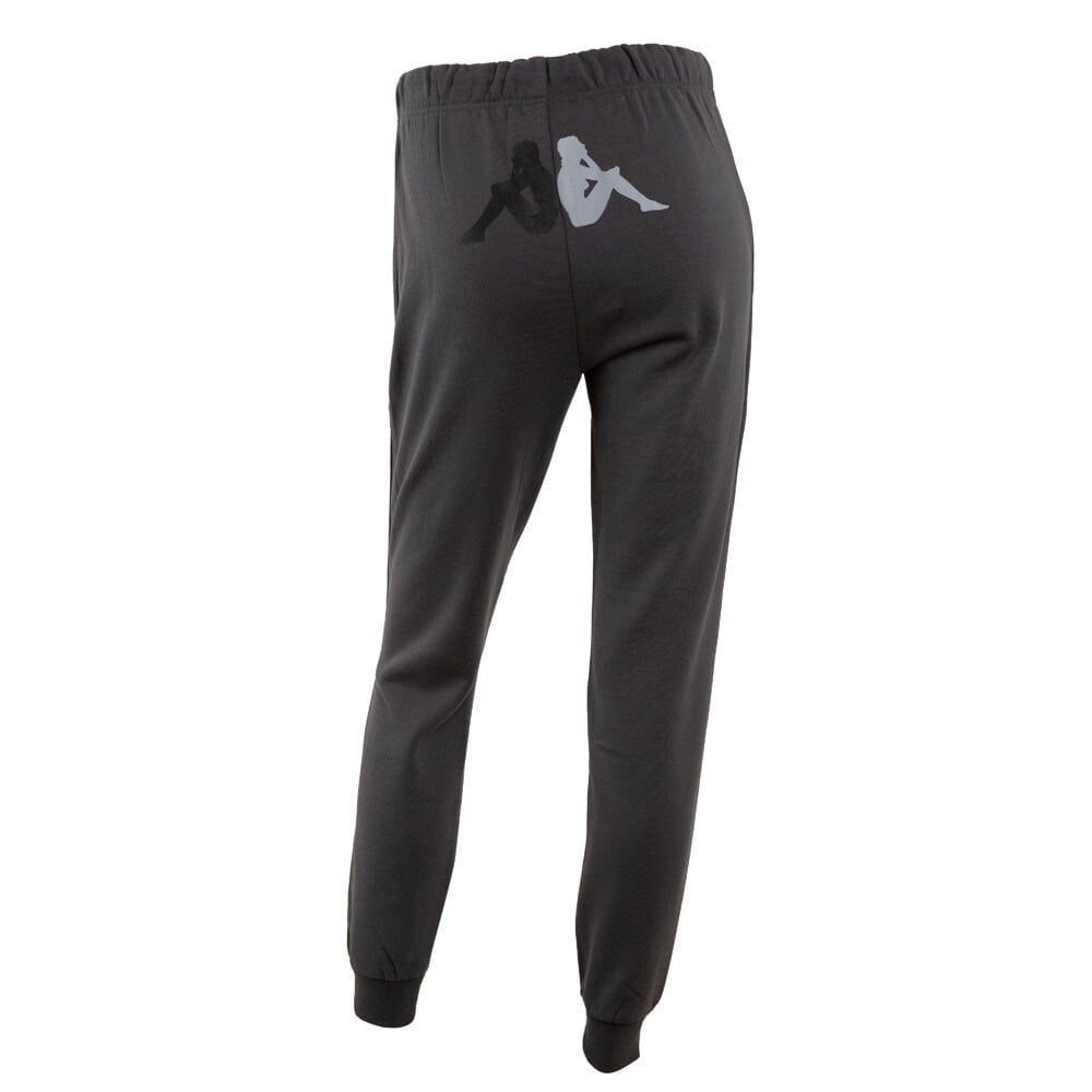 PANTALÓN DE BUZO MUJER KAPPA GREY LOGO BACK BLACK WHITE - 6